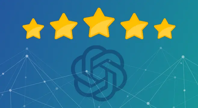 Image of 5 star review and AI symbols